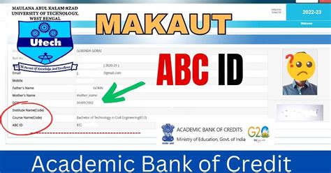 MAKAUT ABC ID: Check MAKAUT ABC ID Status Online [Academic Bank of Credit] Student Details ...