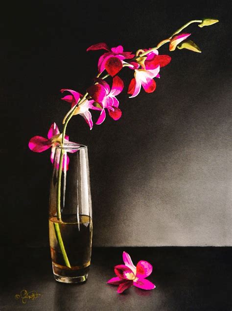 Contemporary Realism: Still Life with Orchids | Original fine art, Flower art, Flower art painting