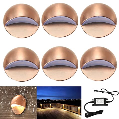 6Pcs 50mm 12V 1.6W IP67 Bronze Half Moon Outdoor Garden Yard Pathway Plinth Corner LED Deck Rail ...