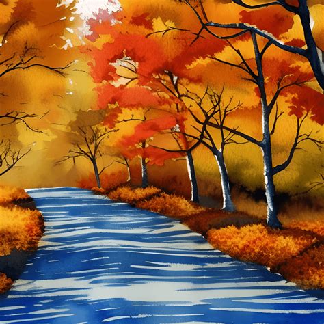 Beautiful Fall Scenery Watercolor Osmosis · Creative Fabrica