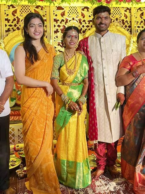 Rashmika Mandanna's yellow saree look at her assistant's wedding goes viral | Filmfare.com