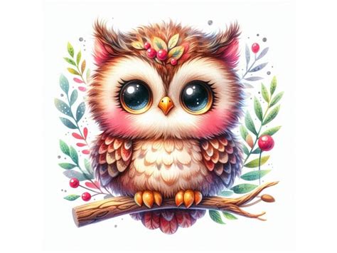 Cute Owl. Watercolor Owl. Owl Tee Shirt illustration By dianaxstoyanova ...