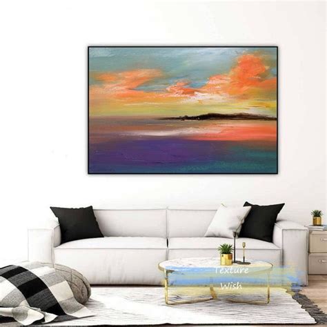 Large Orange Sunset Painting on Canvas landscape painting | Etsy