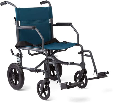 Medline Steel Transport Chair Wheelchair with Microban Antimicrobial Treatment, Lightweight and ...