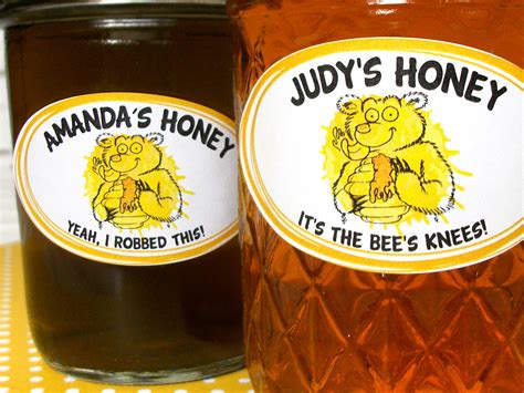 Custom Cute Bear Oval Honey Jar Labels, fun backyard beekeeper gifts ...