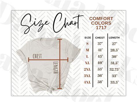 Comfort Colors 1717 Size Chart Unisex Short Sleeve Tee Size | Etsy