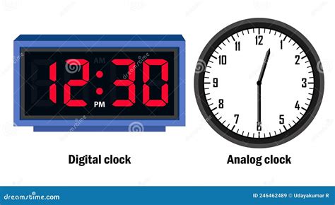 Digital Clock and Analog Clock Time 12.30 Vector Stock Vector ...