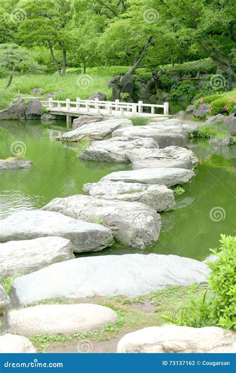 Stone Bridge and Water Pond in Japanese Zen Garden Stock Photo - Image of pond, countryside ...