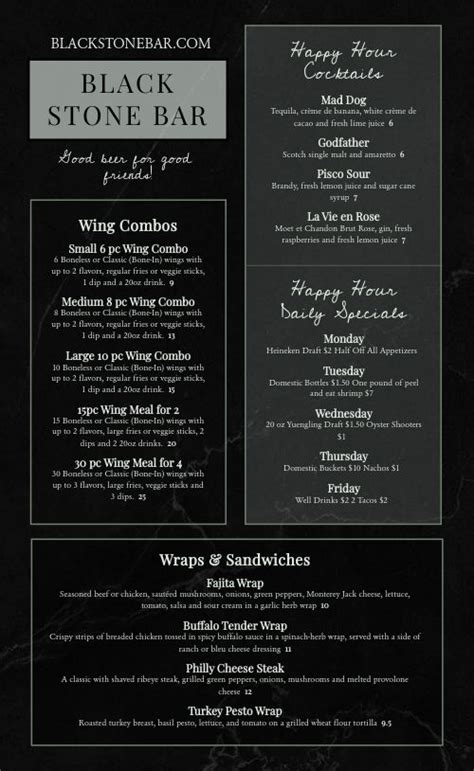 Example High End Bar Menu Design Template by MustHaveMenus