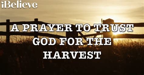 A Prayer to Trust God for the Harvest - Bible Study Videos