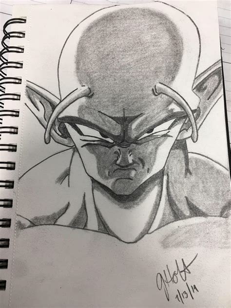 Piccolo pencil drawing. Combined a couple reference pics into one : r/dbz