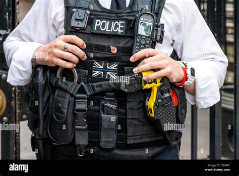 A London Police Officer At The Entrance Of Downing Street, London, UK ...