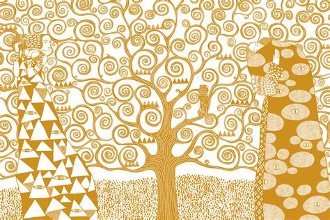 Umělecká ilustrace | The Tree of Life yellow, Cats & Dotz | Posters.cz