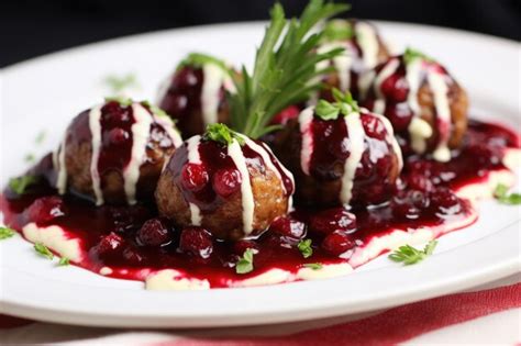 Premium AI Image | Swedish meatballs with lingonberry sauce