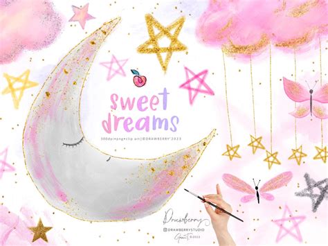 Sweet Dreams. Baby Nursery Clipart Watercolor Moon and - Etsy