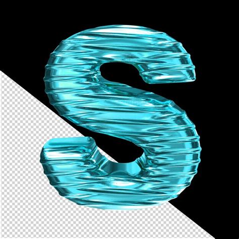 Premium PSD | Turquoise 3d symbol with ribbed horizontal letter s