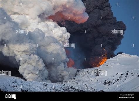 Cloud of ash from Eyjafjallajoekull volcano and a vapour cloud from ...