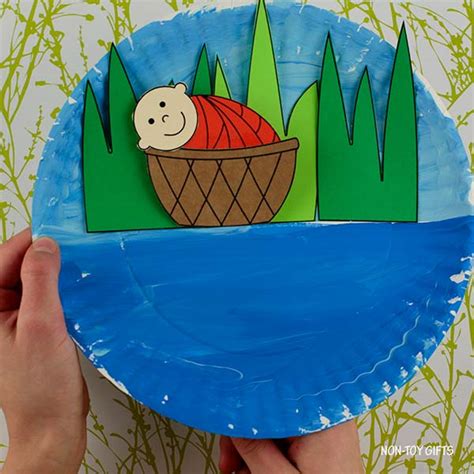 Baby Moses Craft - Bible Story - Paper Plate Interactive Craft – Non-Toy Gifts