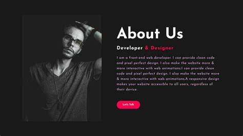 About Us Page Design In Html And Css With Source Code - My Bios