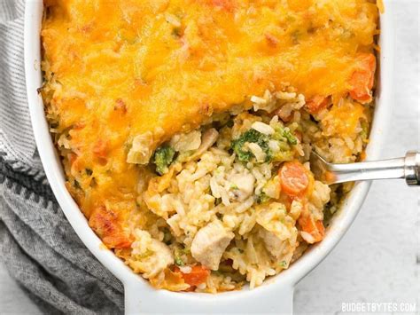 Cheesy Chicken Vegetable and Rice Casserole - Budget Bytes