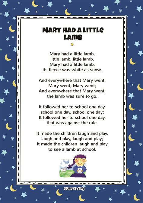 Image result for mary had a little lamb lyrics | Nursery rhymes lyrics, Kids nursery rhymes ...