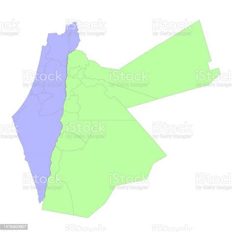 High Quality Political Map Of Israel And Jordan With Borders Of The ...