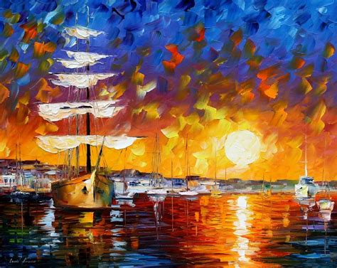 THE SUNSET SAILER — Pintura al oleo de Leonid Afremov https://afremov.com/es/the-sunset-sailer ...
