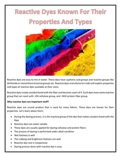 PPT - Reactive Dyes Known For Their Properties And Types PowerPoint ...