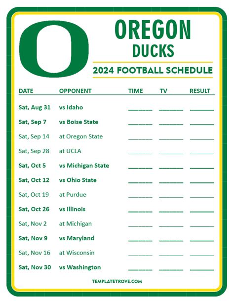 Printable 2024 Oregon Ducks Football Schedule