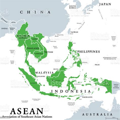 Asean Asosiasi Bangsabangsa Asia Tenggara Negara Anggota Peta Ilustrasi Stok - Unduh Gambar ...