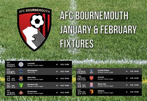 Bournemouth Jan & Feb 2016 Fixtures | Visit Bournemouth