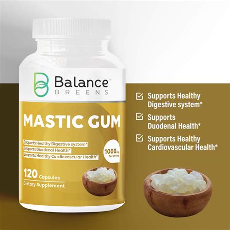 Mastic Gum 1000 mg Supplement - 120 Non-GMO Capsules - Digestive ...