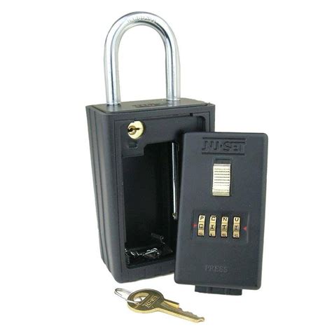 NUSET 4-Alpha Combination Key Storage Lockbox with Key-Locking Shackle in Black-2031-3 - The ...