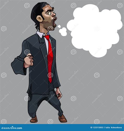 Cartoon Strongly Indignant Man in Suit with Empty Speech Balloon Stock ...