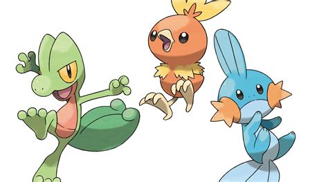 Treeko, Torchic, and Mudkip, the three starters from "Pokemon Ruby ...