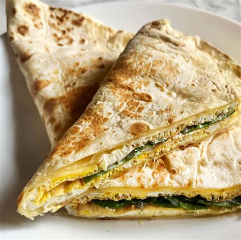 Breakfast quesadilla with egg and spinach