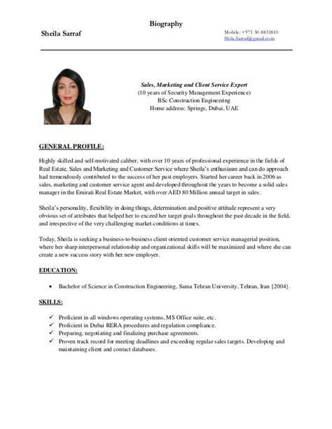 Sheila Sarraf Resume - Sales Expert