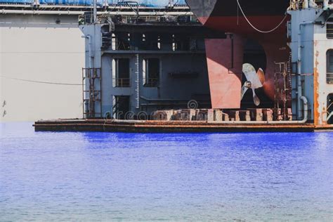 Ship Moored in Floating Dry Dock with Under Repair Stock Image - Image ...