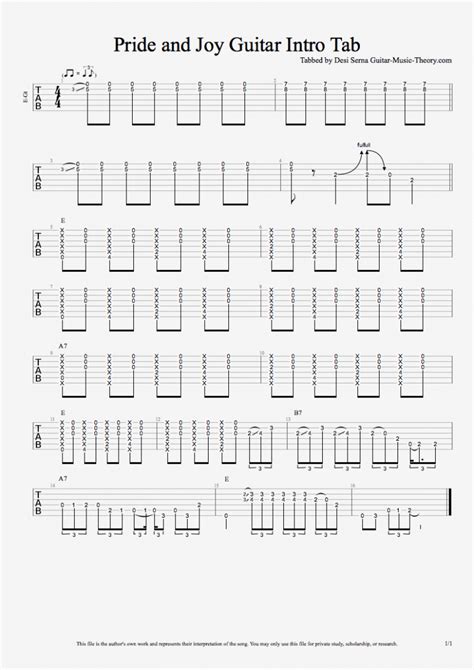 "Pride and Joy" Guitar Intro Tab - Guitar Music Theory by Desi Serna