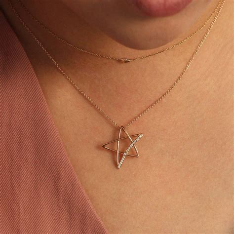 Diamond Star Necklace, Star Diamond Necklace, 14k Gold Star Necklace ...