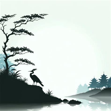 Premium AI Image | Beautiful Silhouette background of a tree and Lake