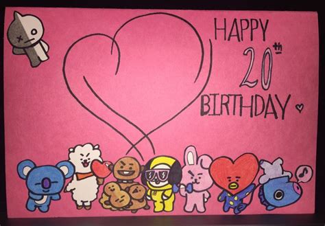 BTS birthday card (front) | Happy birthday pictures, Bts happy birthday ...