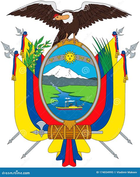 Coat of arms of Ecuador stock illustration. Illustration of republic - 174034995