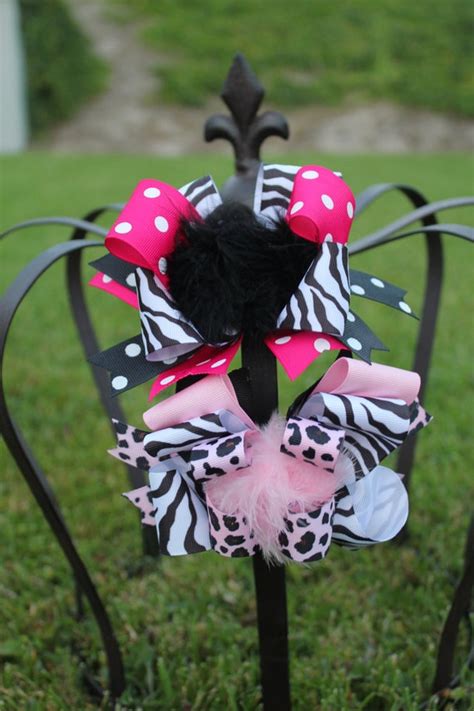 Items similar to Zebra Hair Bow Package - Over the Top Boutique Bows - Pink Bow on Etsy