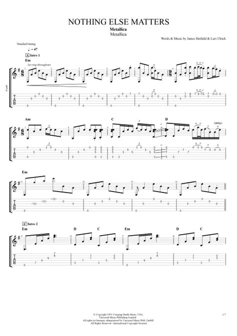 Metallica Nothing Else Matters Guitar Chords