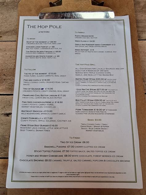 Menu at The Hop Pole Of Retford pub & bar, Retford