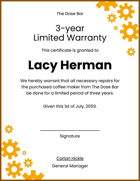 FREE Warranty Certificate Templates & Examples - Edit Online & Download | Template.net