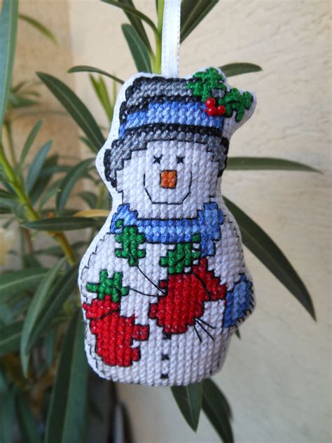 cross stitched snowman ornament Snowman Ornaments, Christmas Ornaments ...