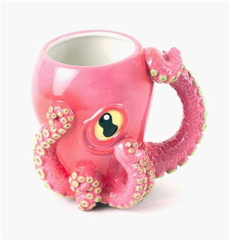 octopus mug soft pink with tentacle handle octopus accessories octopus ...