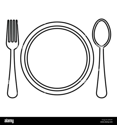 Plate, spoon and fork icon, outline style Stock Vector Image & Art - Alamy